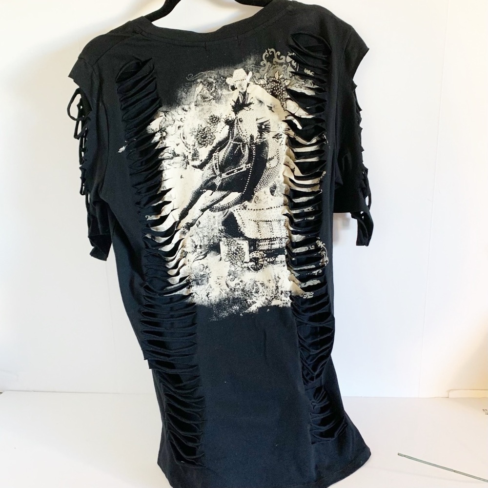 LA Bus Stop Bling Roper Cowgirl Shred Plus NWT Top - Picture 8 of 12